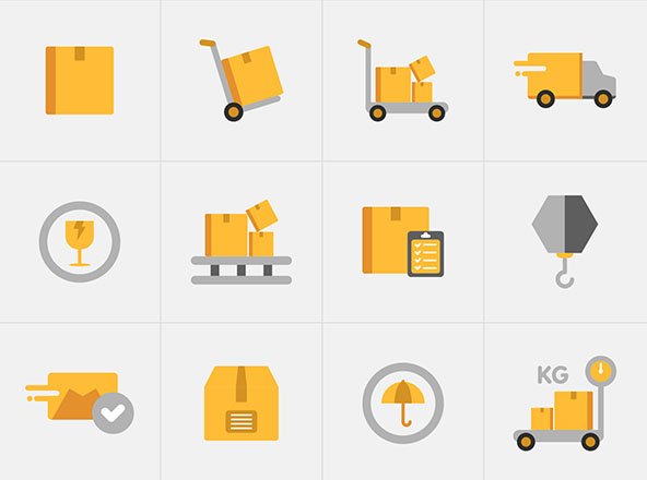 16枚快递配送主题矢量彩色大洋岛精选图标 16 Delivery Vector Icons