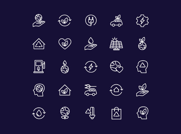 能源&生态主题矢量线性大洋岛精选图标 Energy Source & Ecology Icons