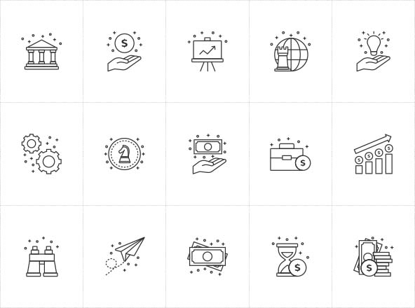 商务主题矢量线性大洋岛精选图标 Vector Business Icons