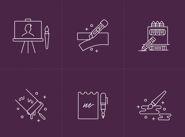 设计&艺术创作工具矢量线性大洋岛精选图标 Design & Art Tools Icon Set