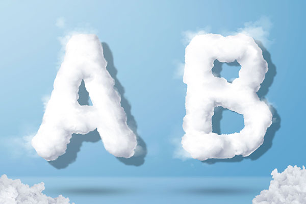字母“AB”蓝天背景白云英文艺术字体大洋岛精选PSD素材