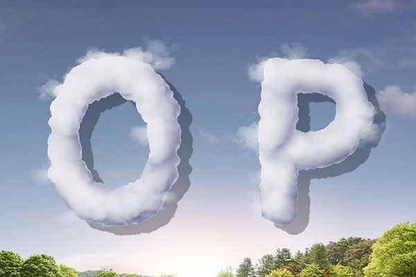 字母“OP”蓝天背景白云英文艺术字体大洋岛精选PSD素材