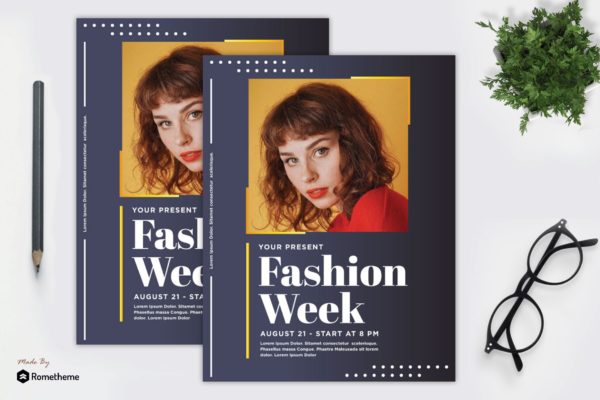 时装周活动海报传单大洋岛精选PSD模板v2 Fashion Week Flyer vol. 02 MR