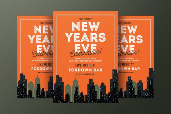 新年前夜酒吧活动海报传单大洋岛精选PSD模板 New Years Celebration Flyer
