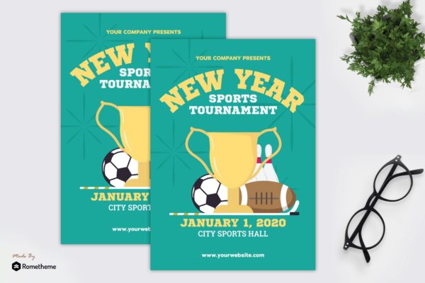 新年运动会活动海报传单大洋岛精选PSD模板 New Year Sports Tournament – Flyer GR