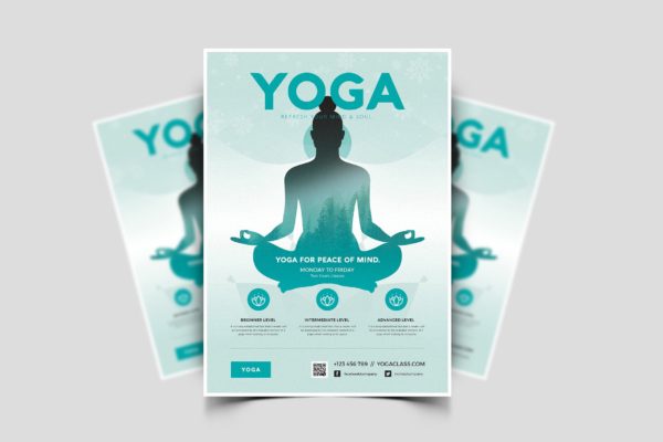 瑜伽培训师资格证宣传单海报PSD素材大洋岛精选模板v4 Yoga Flyer 04