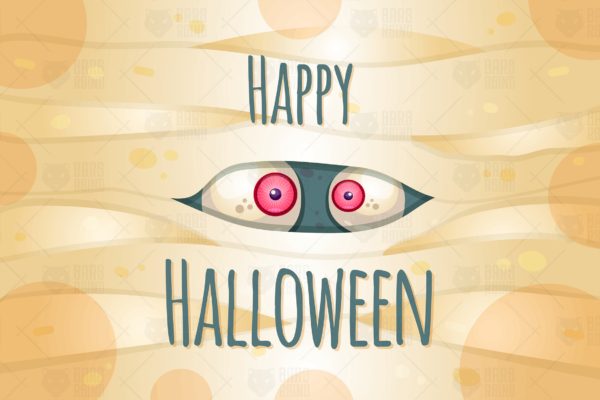 万圣节主题矢量手绘插画设计素材 Happy Halloween With Mummy