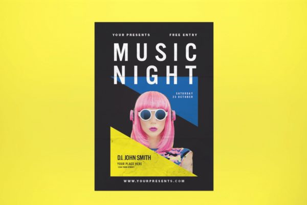 音乐之夜音乐主题活动海报传单大洋岛精选PSD模板 Music Night Flyer