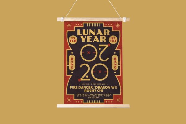 创意2020中国新年主题海报传单大洋岛精选PSD模板 Chinese New Year Flyer