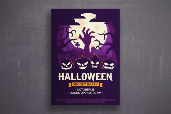 万圣节恐怖之夜活动邀请海报传单大洋岛精选PSD模板v3 Halloween flyer template