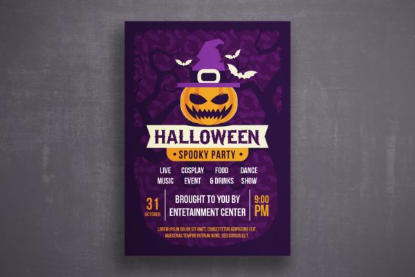 万圣节恐怖之夜活动邀请海报传单大洋岛精选PSD模板v4 Halloween flyer template