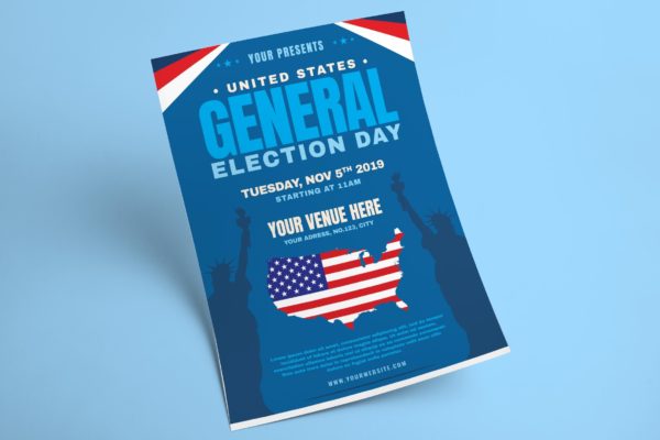 美国大选日换届选举宣传单设计模板 US General Election Day Flyer缩略图 美国大选日换届选举宣传单设计模板 US General Election Day Flyer
