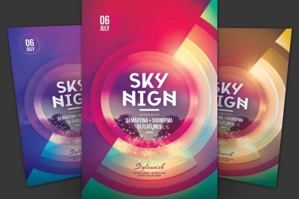 个性音乐主题活动海报传单大洋岛精选PSD模板 Sky High Flyer