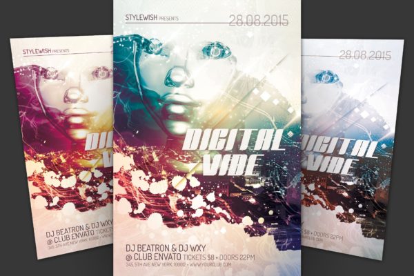 数字氛围大型活动海报传单大洋岛精选PSD模板 Digital Vibe Flyer