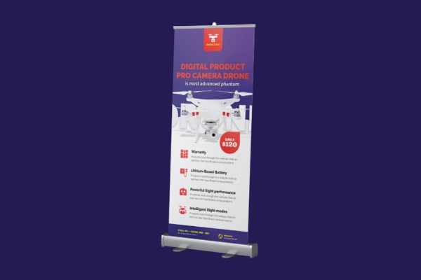无人机产品展示X展架Banner广告设计模板 Drone Product Showcase Rollup
