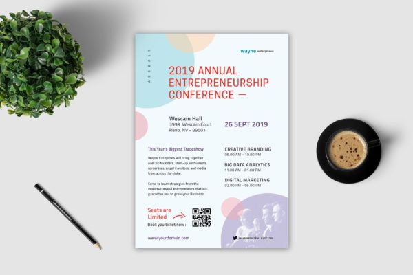 主题会议/演讲活动宣传海报传单大洋岛精选PSD模板 Conference Flyer