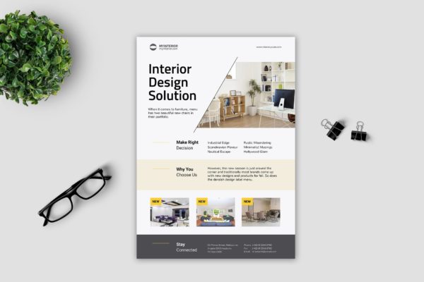 北欧简约风室内设计传单海报PSD素材大洋岛精选模板 Minimalist Interior Flyer