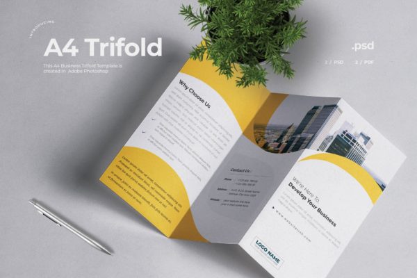 企业三折页版式设计宣传小册设计模板v1 Business Trifold Brochure