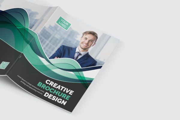 现代高逼格企业对折页宣传册设计模板 Bifold Brochure