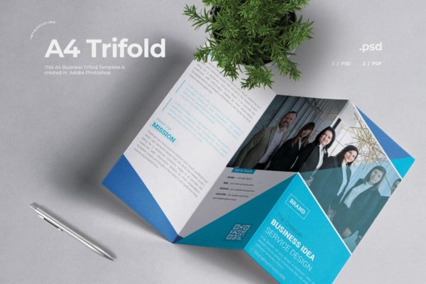 企业三折页版式设计宣传小册设计模板v5 Business Trifold Brochure