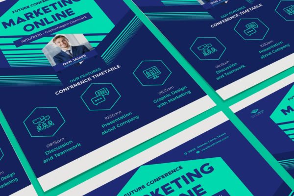 活动/会议/讲座宣传海报PSD素材大洋岛精选模板 Event Conference Poster Illustrator Template