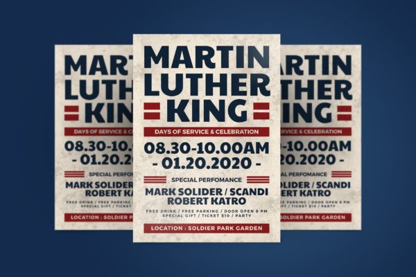 马丁路德金人物纪念主题传单设计模板v2 Martin Luther Flyer