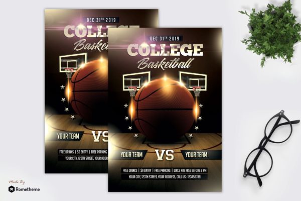 篮球比赛活动宣传单设计模板 BasketBall – Match Flyer MR