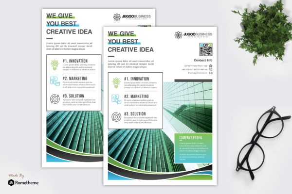 创意企业业务宣传单排版设计模板 Jugoo – Creative Corporate Flyer HR