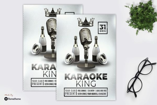 酒吧会所俱乐部活动宣传单设计模板 Karaoke King – Flyer MR缩略图 酒吧会所俱乐部活动宣传单设计模板 Karaoke King – Flyer MR