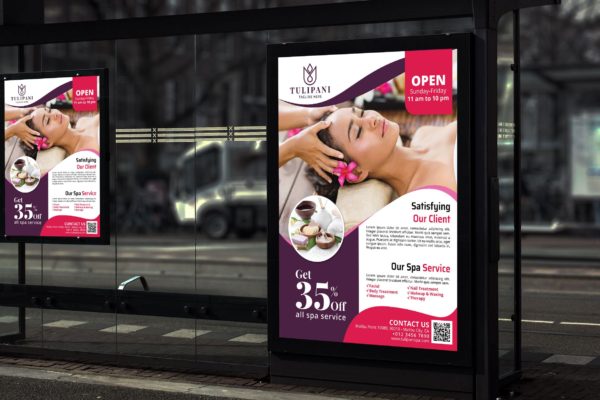 美容SPA会所公交站地铁站海报PSD素材大洋岛精选模板 Tulipani Spa – Promotion Poster RB
