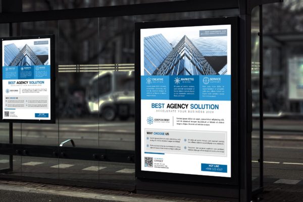 极简设计风格企业公交站宣传海报PSD素材大洋岛精选模板 Corpcos – Minimal Corporate Poster HR