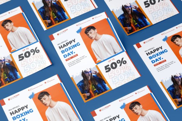 时尚服装店促销活动海报PSD素材大洋岛精选模板 Creative Fashion Sale Illustrator Template