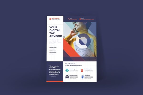 所得税主题海报PSD素材大洋岛精选PSD模板 Income Tax Poster PSD Template
