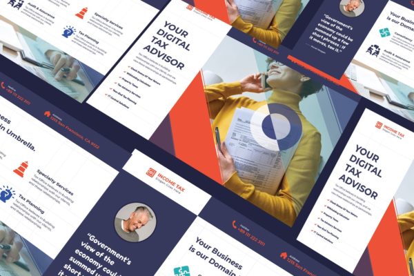 所得税业务宣传单PSD设计模板 Income Tax A5 Business Flyer PSD Template