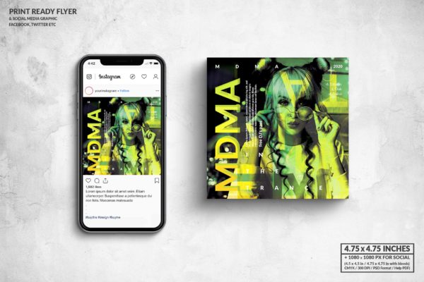 音乐主题派对活动方形宣传单&社交广告设计模板 MDMA Music Party Square Flyer & Social Media缩略图 音乐主题派对活动方形宣传单&社交广告设计模板 MDMA Music Party Square Flyer & Social Media