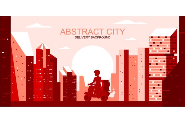 城市物流配送主题网站Header设计矢量插画大洋岛精选 Delivery City Vector Illustration Header Website
