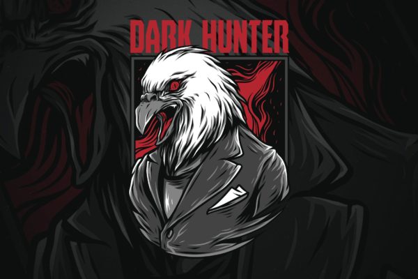 黑暗猎鹰潮牌T恤印花图案大洋岛精选设计素材 Dark Hunter
