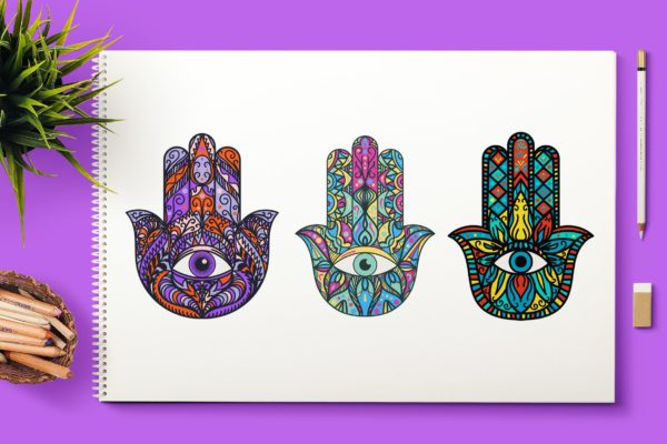 曼陀罗涂鸦着色民族文化装饰图案剪贴画素材 Bright Hamsa Hands Cliparts Set缩略图 曼陀罗涂鸦着色民族文化装饰图案剪贴画素材 Bright Hamsa Hands Cliparts Set