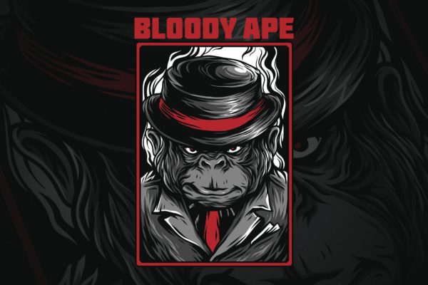 血猿潮牌T恤印花图案大洋岛精选设计素材 Bloody Ape