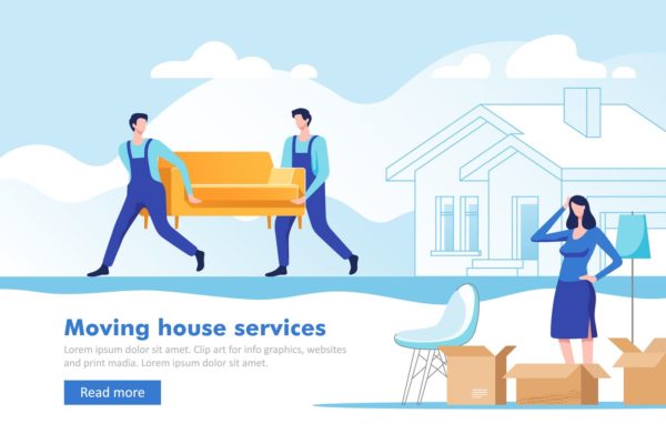 搬家公司场景矢量插画大洋岛精选素材v2 Moving Home