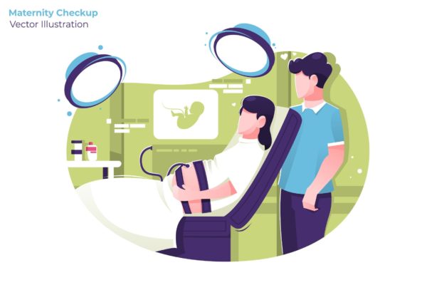 四维产检场景矢量插画大洋岛精选素材 Maternity Checkup – Vector Illustration