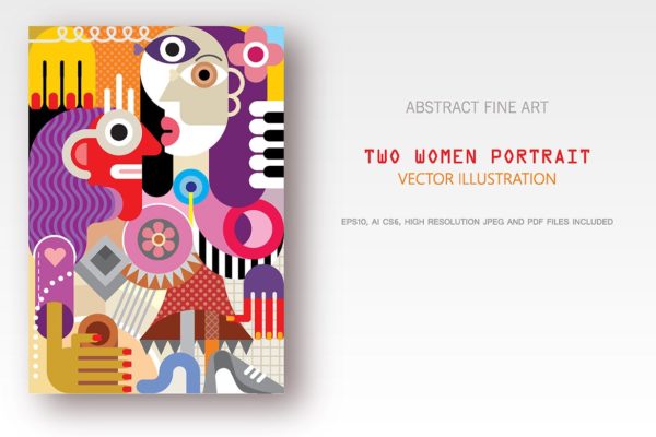 创意女性肖像抽象矢量插画大洋岛精选素材 Two Women Portrait vector illustration缩略图 创意女性肖像抽象矢量插画大洋岛精选素材 Two Women Portrait vector illustration