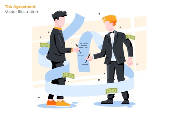 签约场景矢量插画大洋岛精选设计素材 The Agreement – Vector Illustration
