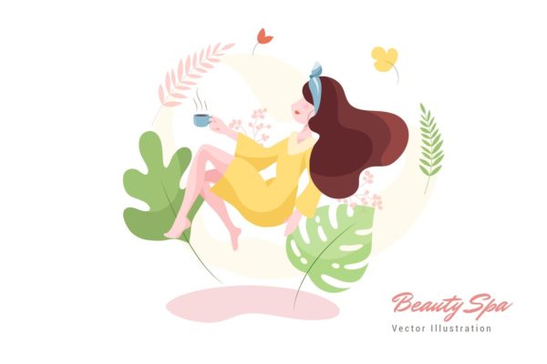 美容SPA主题矢量插画大洋岛精选素材v3 Beauty Spa Vector Illustration
