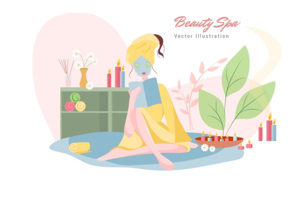 美容SPA主题矢量插画大洋岛精选设计素材v7 Beauty Spa Vector Illustration