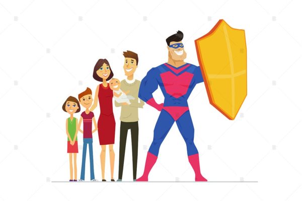 保险服务主题扁平设计风格矢量插画大洋岛精选素材 Insurance service – flat design style illustration