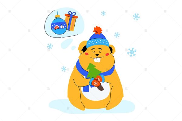 新年主题扁平设计风格矢量插画大洋岛精选素材 Happy New Year – flat design style illustration