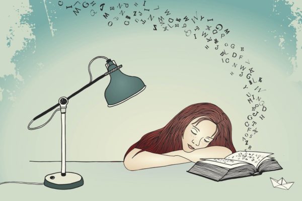 阅读小憩片刻大洋岛精选手绘插画矢量 Asleep While Reading