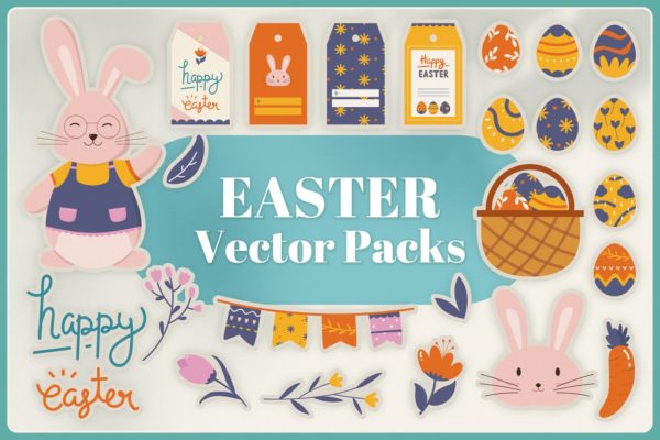 复活节节日主题元素矢量大洋岛精选设计素材 Easter Vector Pack