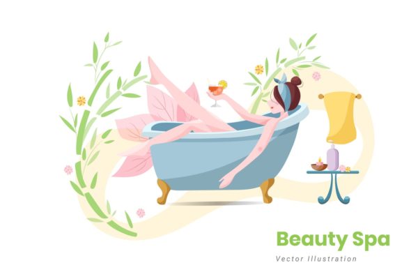 美容SPA主题矢量插画大洋岛精选设计素材v8 Beauty Spa Vector Illustration